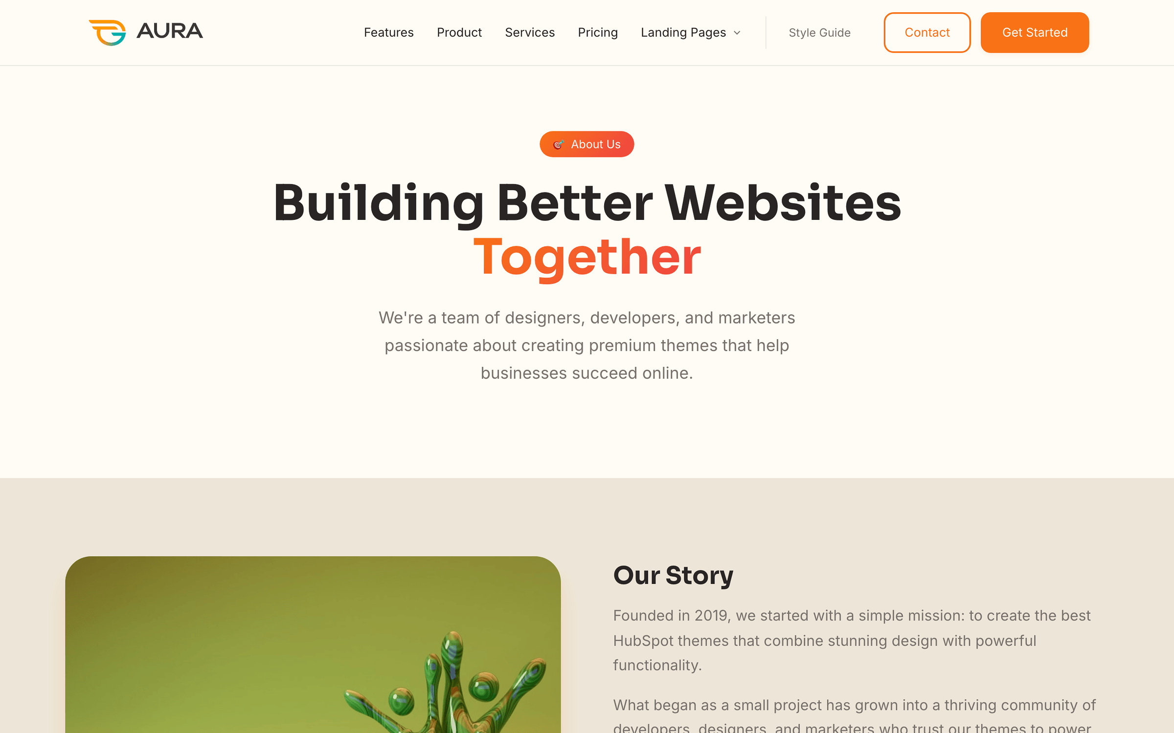 Aura about page layout